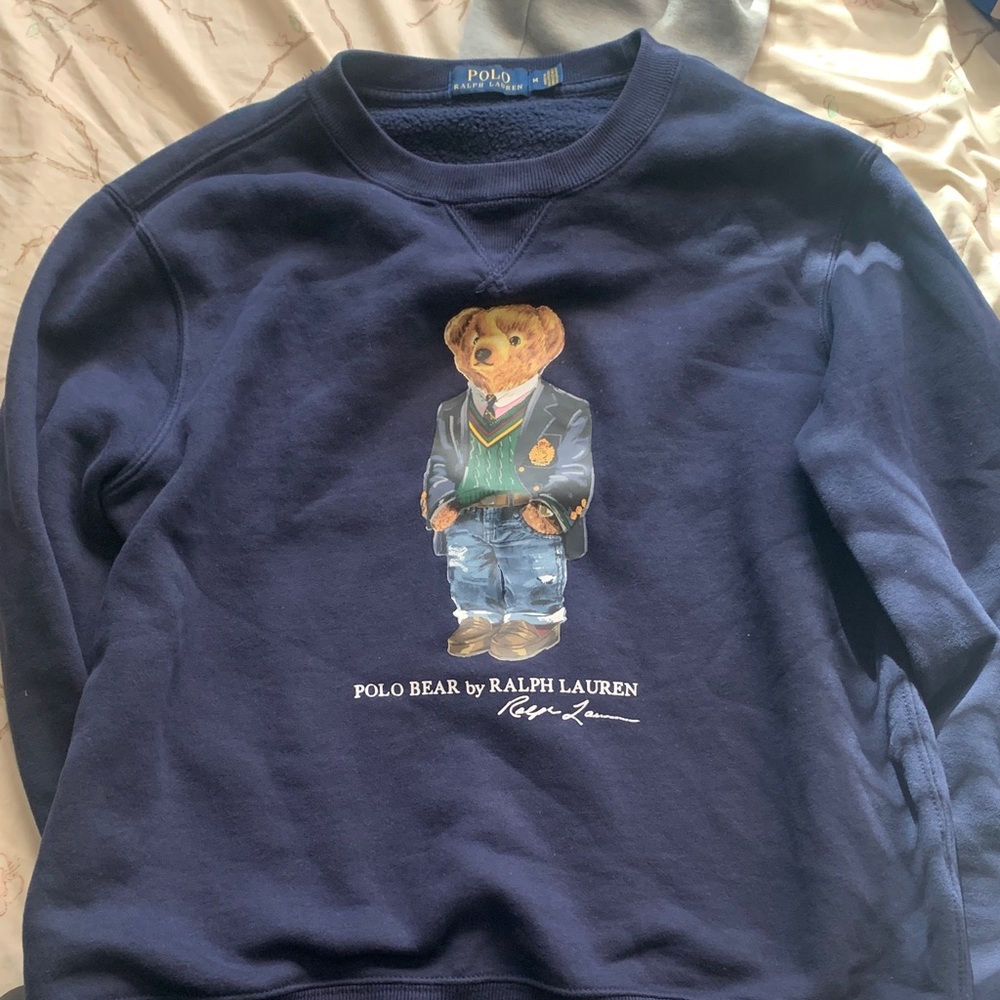 Polo by Ralph Lauren Blue Sweater with Bear Design